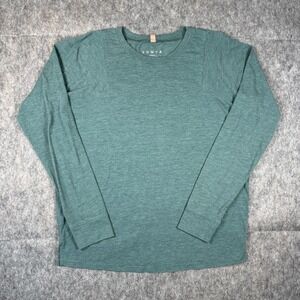 Lunya Long Sleeve Shirt Women's Medium Soft Pajamas Cotton Blend Green Blue